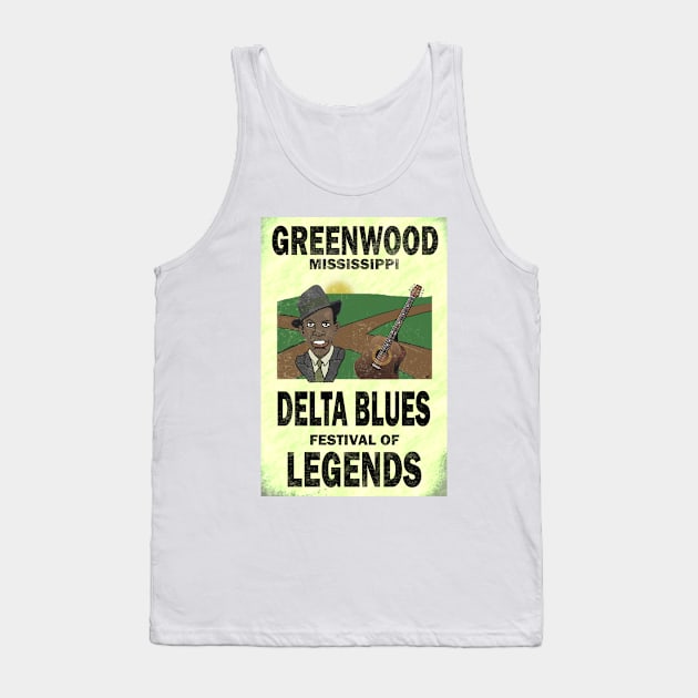 Greenwood Mississippi Delta Blues Tank Top by oldrockerdudes